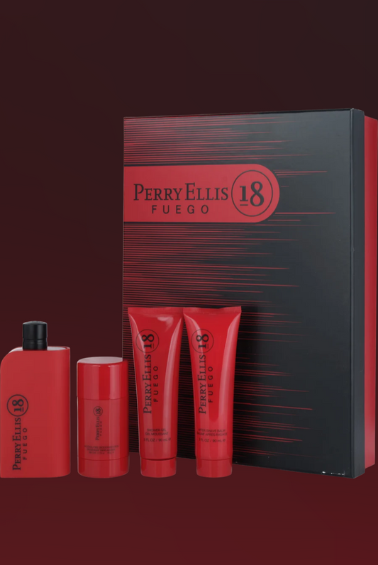 Perry Ellis 18 Fuego Gift Set for Men – 4-Piece Cologne Collection
