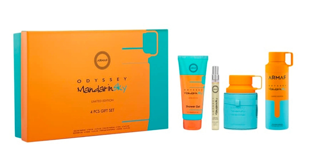 Armaf Odyssey Mandarin Sky 4-Piece Gift Set – EDP, Travel Spray, Shower Gel & Body Spray