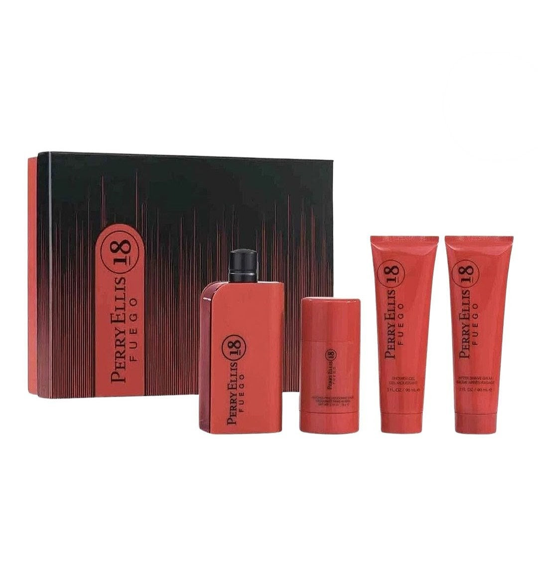 Perry Ellis 18 Fuego Gift Set for Men – 4-Piece Cologne Collection