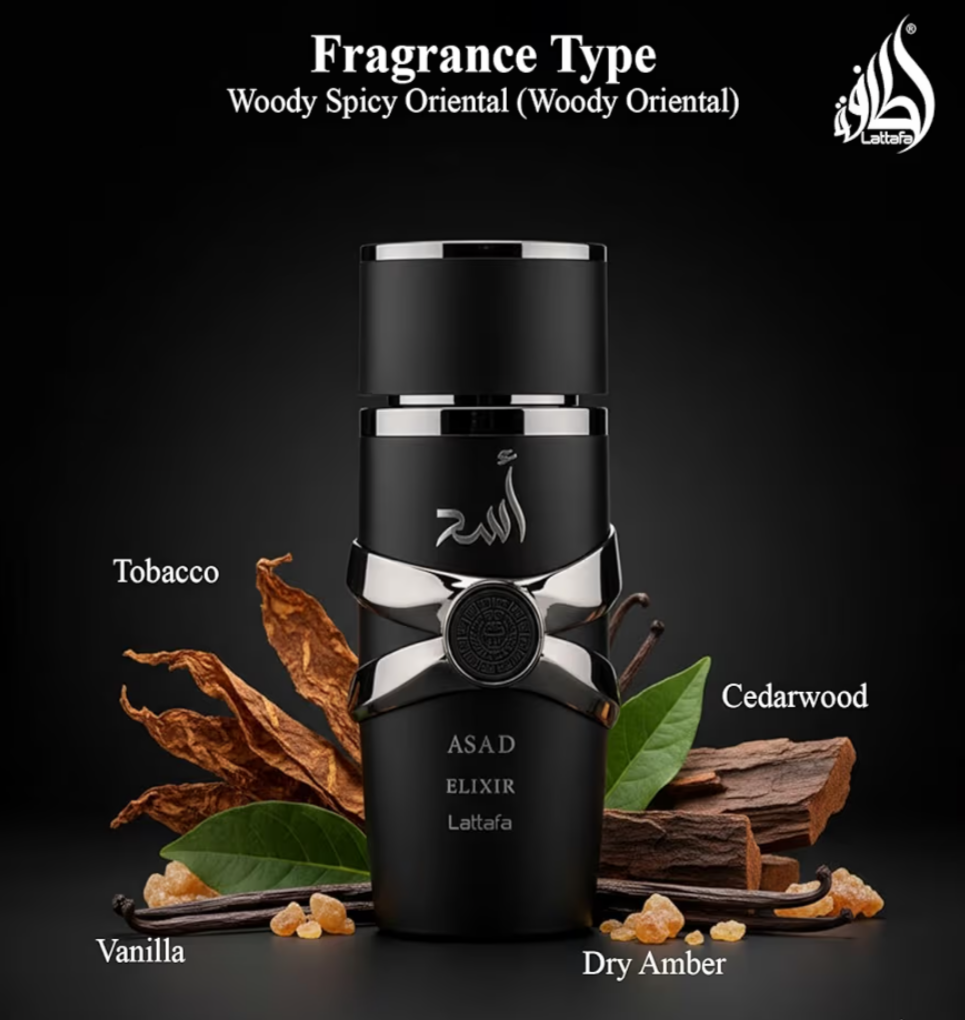 Lattafa Asad Elixir Eau de Parfum for Men – 3.4 fl oz